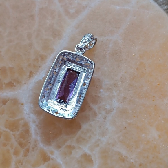925 Silver Synthetic Amethyst Pendant - Picture 5 of 6